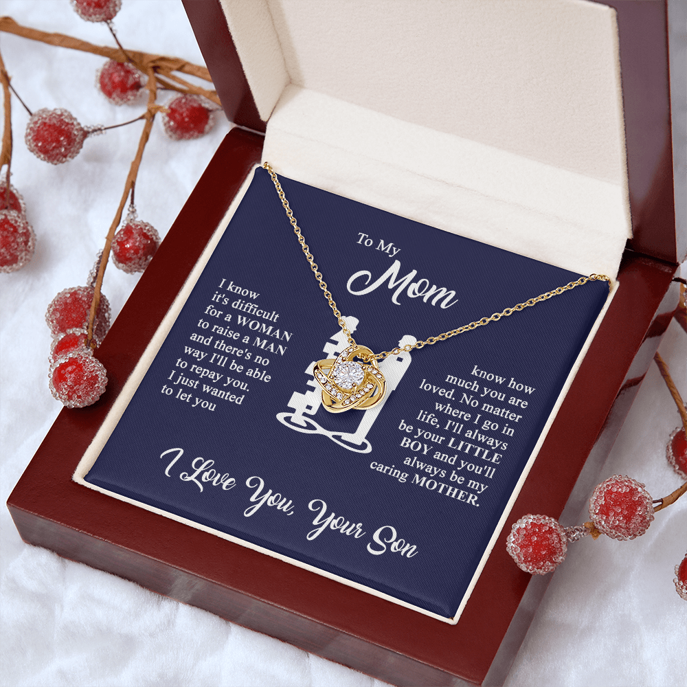 To My Mom - I Love You - Knot Necklace