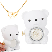 Rose Bear Giftbox - Engraved Heart Necklace - Gold