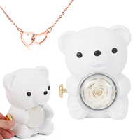 Rose Bear Giftbox - Engraved Heart Necklace - Gold