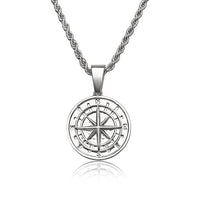 Compass silver necklace